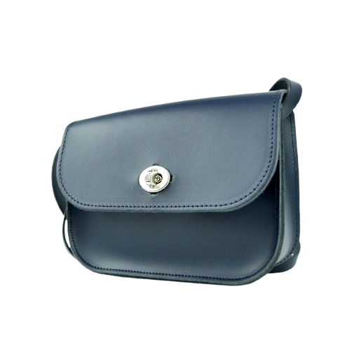 Navy Blue Leather Handbag