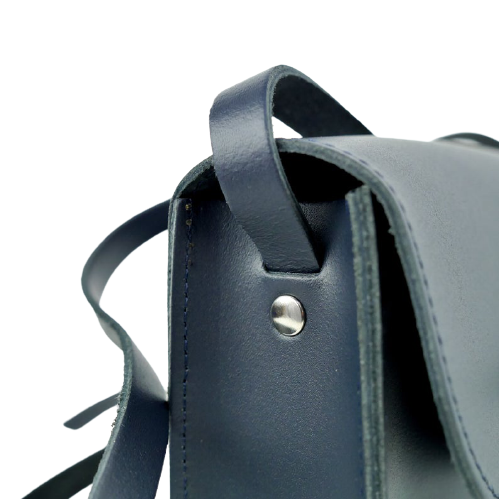 Navy Blue Leather Handbag